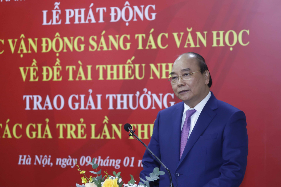 Chủ tịch nước Nguyễn Xuân Phúc phát biểu. (Ảnh: Thống Nhất/TTXVN)