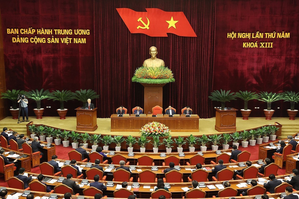 Tổng Bí thư Nguyễn Phú Trọng phát biểu khai mạc hội nghị. (Ảnh: Trí Dũng/TTXVN)