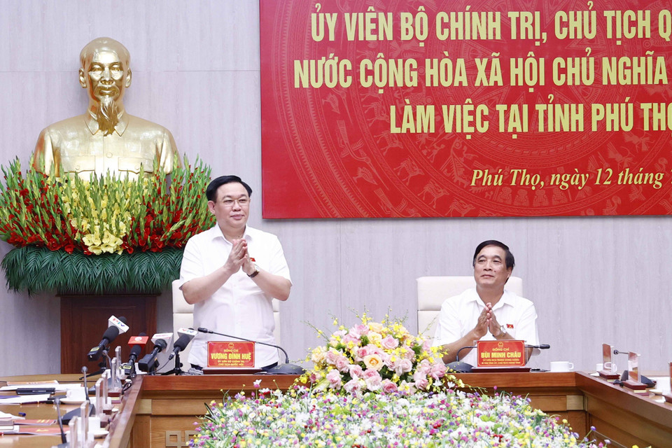 Chủ tịch Quốc hội Vương Đình Huệ tại buổi làm việc. (Ảnh: Doãn Tấn/TTXVN)