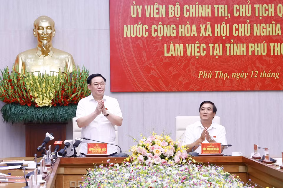 Chủ tịch Quốc hội Vương Đình Huệ tại buổi làm việc. (Ảnh: Doãn Tấn/TTXVN)