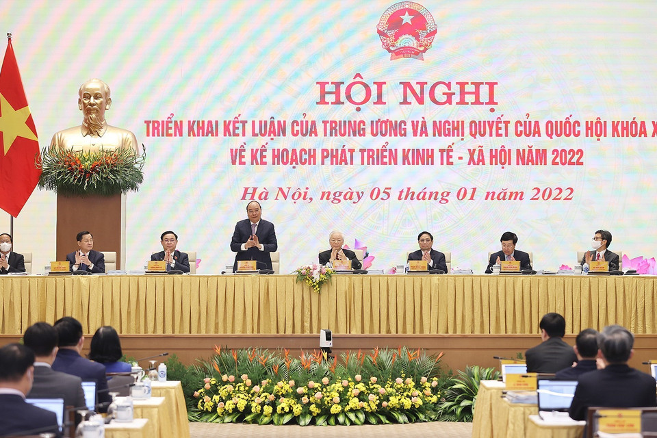 Chủ tịch nước Nguyễn Xuân Phúc dự hội nghị. (Ảnh: Dương Giang/TTXVN)