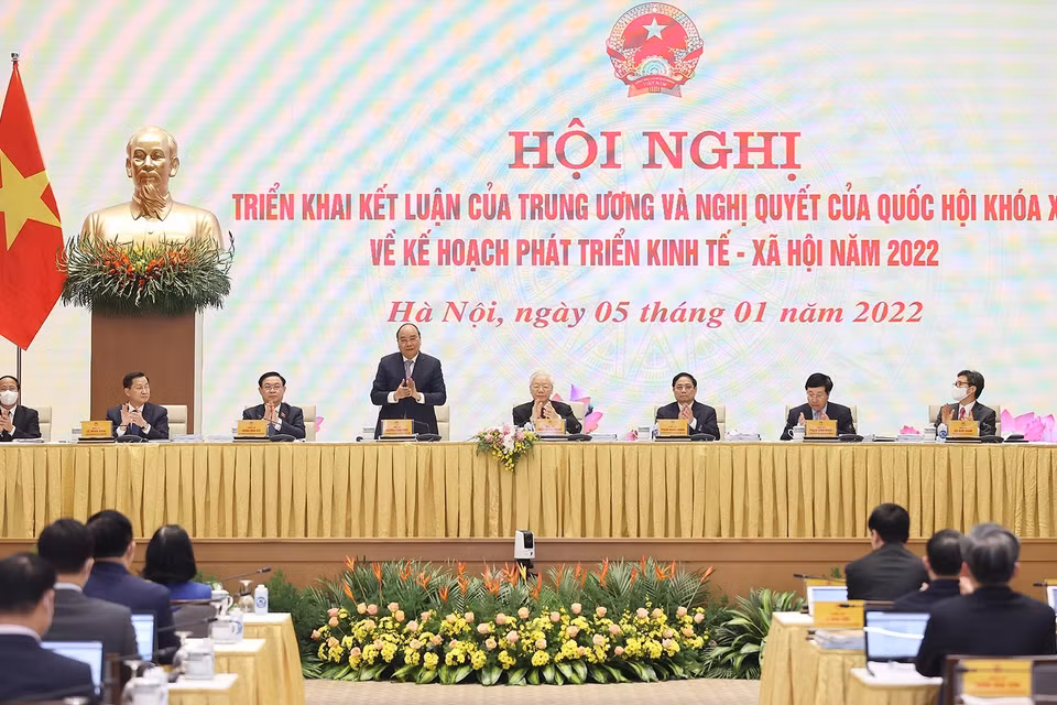 Chủ tịch nước Nguyễn Xuân Phúc dự hội nghị. (Ảnh: Dương Giang/TTXVN)