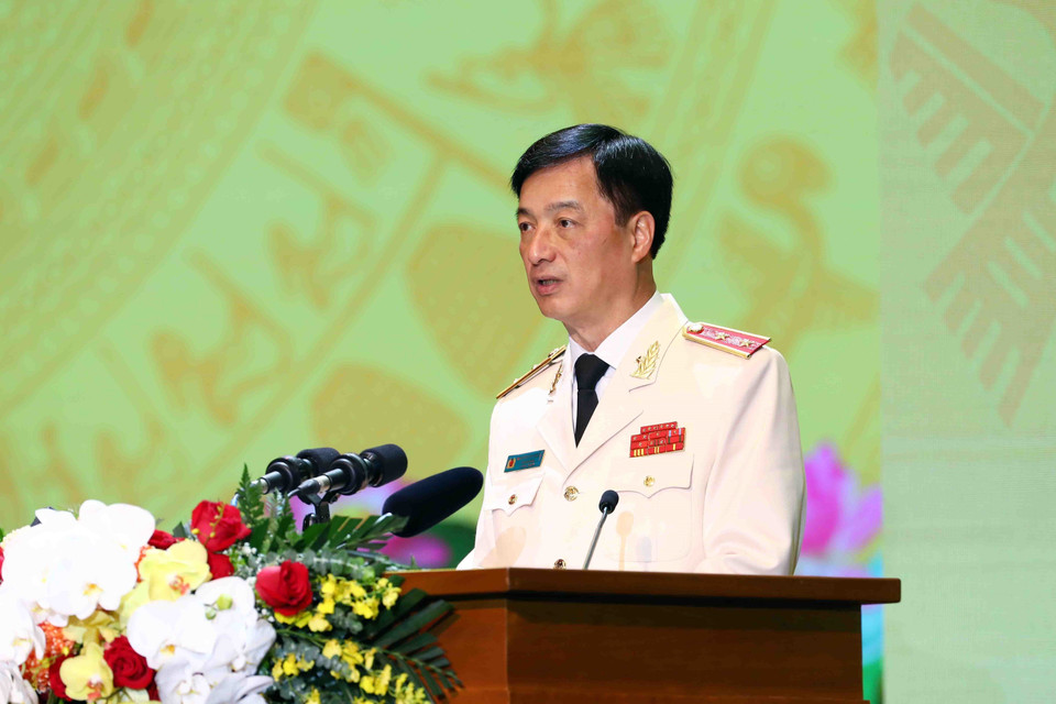 Trung tướng Nguyễn Duy Ngọc, Ủy viên Trung ương Đảng, Thứ trưởng Bộ Công an phát biểu. (Ảnh: Phạm Kiên/TTXVN)