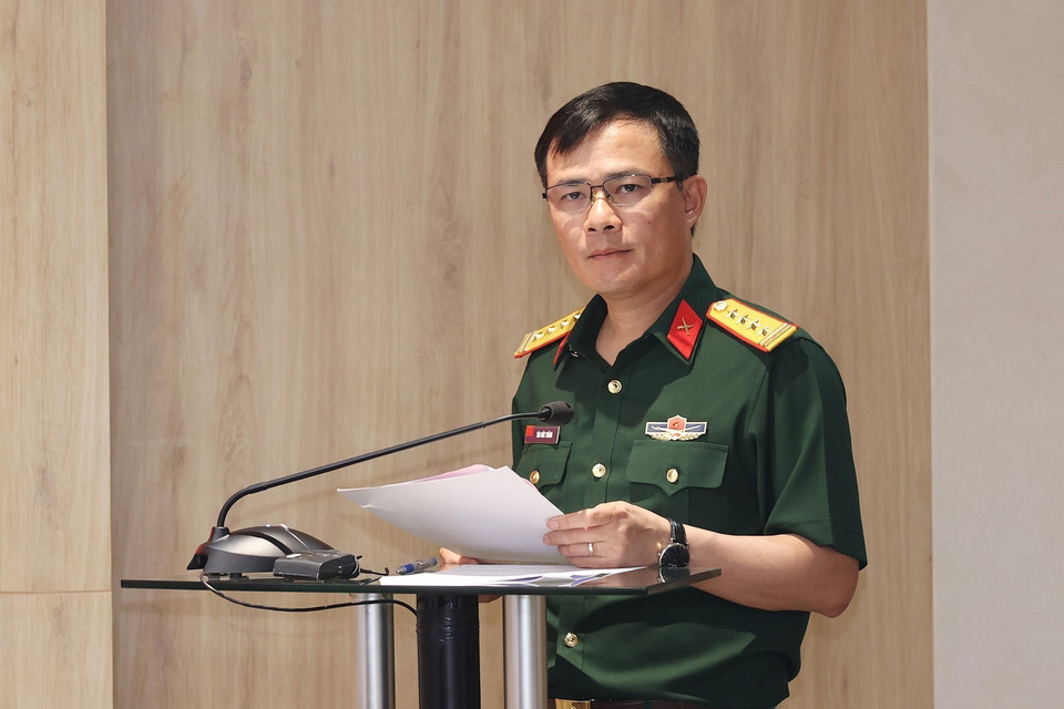 Đại tá Tào Đức Thắng, Chủ tịch kiêm Tổng giám đốc Tập đoàn Công nghiệp-Viễn thông Quân đội - Viettel phát biểu. (Ảnh: Dương Giang/TTXVN)