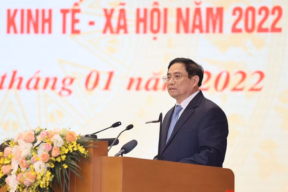 Thủ tướng Phạm Minh Chính phát biểu khai mạc hội nghị. (Ảnh: Dương Giang/TTXVN)