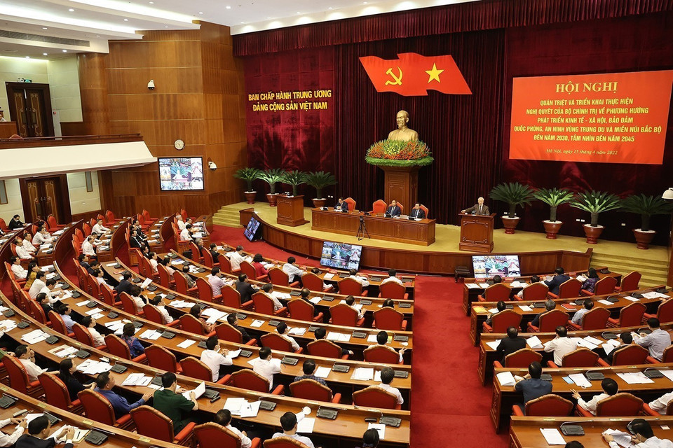 Tổng Bí thư Nguyễn Phú Trọng phát biểu chỉ đạo hội nghị. (Ảnh: Trí Dũng/TTXVN)