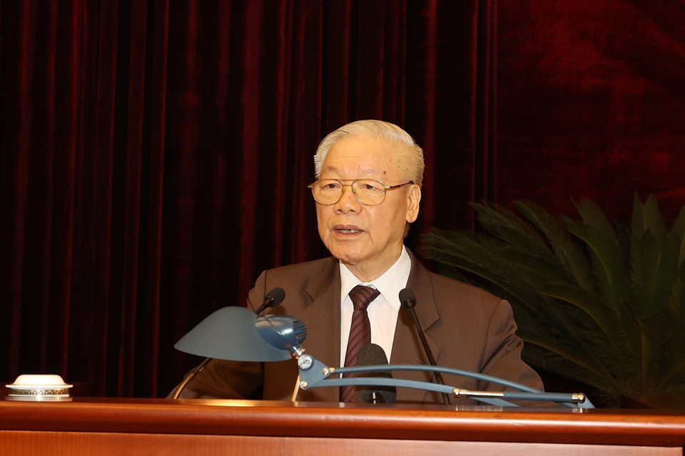 Tổng Bí thư Nguyễn Phú Trọng phát biểu chỉ đạo hội nghị. (Ảnh: Trí Dũng/TTXVN)