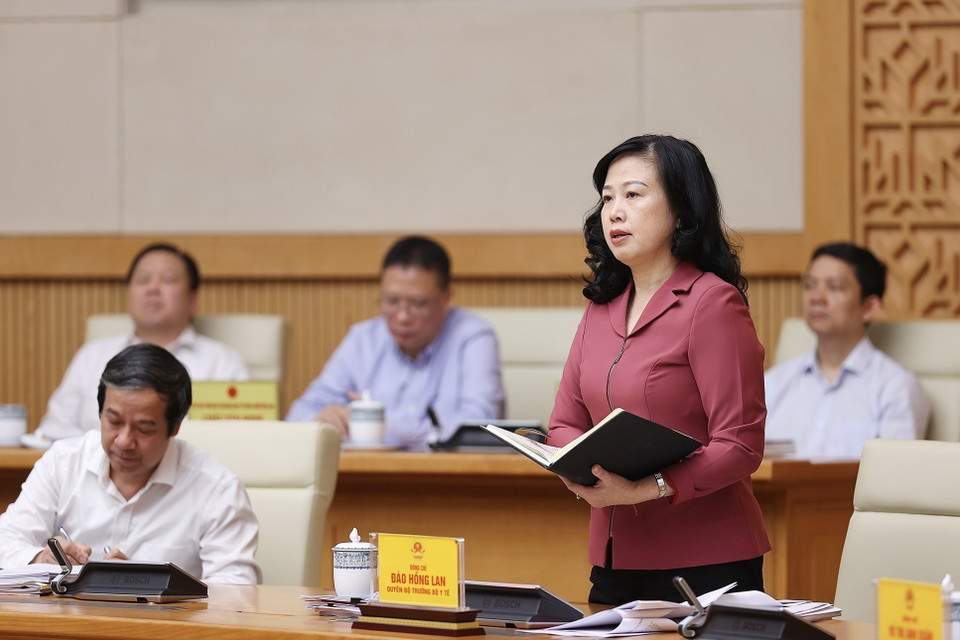 Quyền Bộ trưởng Bộ Y tế Đào Hồng Lan phát biểu. (Ảnh: Dương Giang/TTXVN)