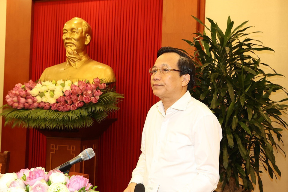  Bộ trưởng Bộ Lao động, Thương binh và Xã hội Đào Ngọc Dung phát biểu tại buổi gặp mặt thân mật. (Ảnh: Trí Dũng/TTXVN)