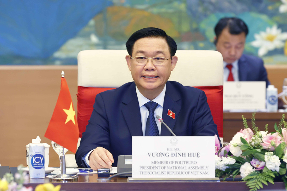 Chủ tịch Quốc hội Vương Đình Huệ phát biểu. (Ảnh: Doãn Tấn/TTXVN)