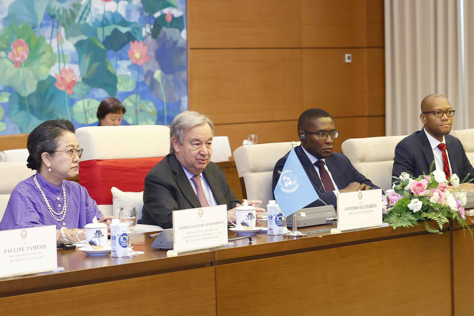 Tổng Thư ký Liên hợp quốc António Guterres phát biểu. (Ảnh: Doãn Tấn/TTXVN)