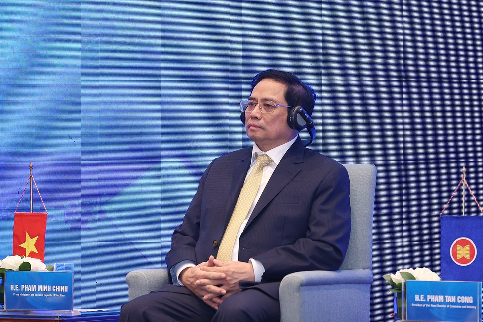 Thủ tướng Phạm Minh Chính dự Phiên "Thúc đẩy hợp tác tiểu vùng trong ASEAN hướng tới phục hồi." (Ảnh: Dương Giang/TTXVN)