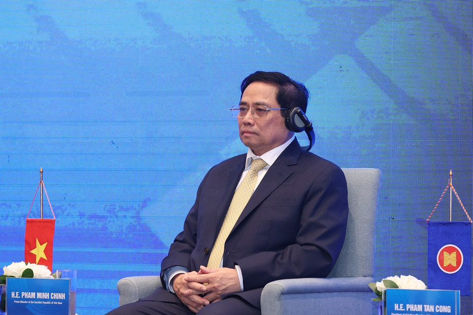 Thủ tướng Phạm Minh Chính dự Diễn đàn cấp cao ASEAN về hợp tác tiểu vùng vì sự phát triển bền vững. (Ảnh: Dương Giang/TTXVN)