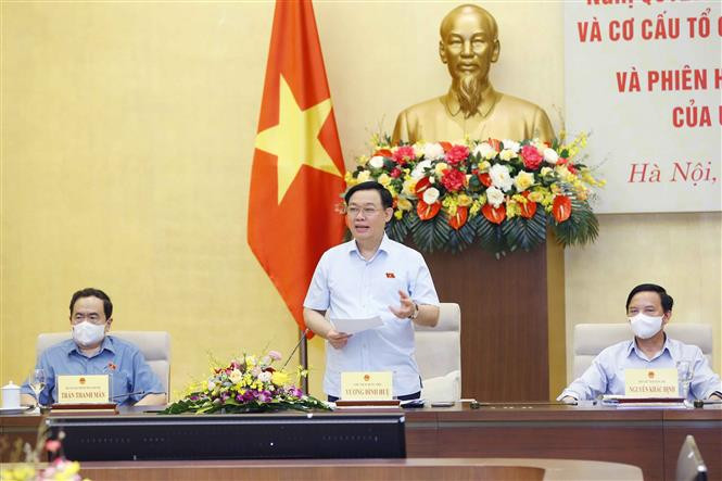 Chủ tịch Quốc hội Vương Đình Huệ phát biểu chỉ đạo. (Ảnh: Doãn Tấn/TTXVN)