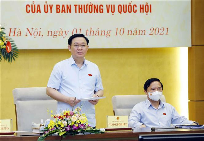 Chủ tịch Quốc hội Vương Đình Huệ phát biểu chỉ đạo. (Ảnh: Doãn Tấn/TTXVN)