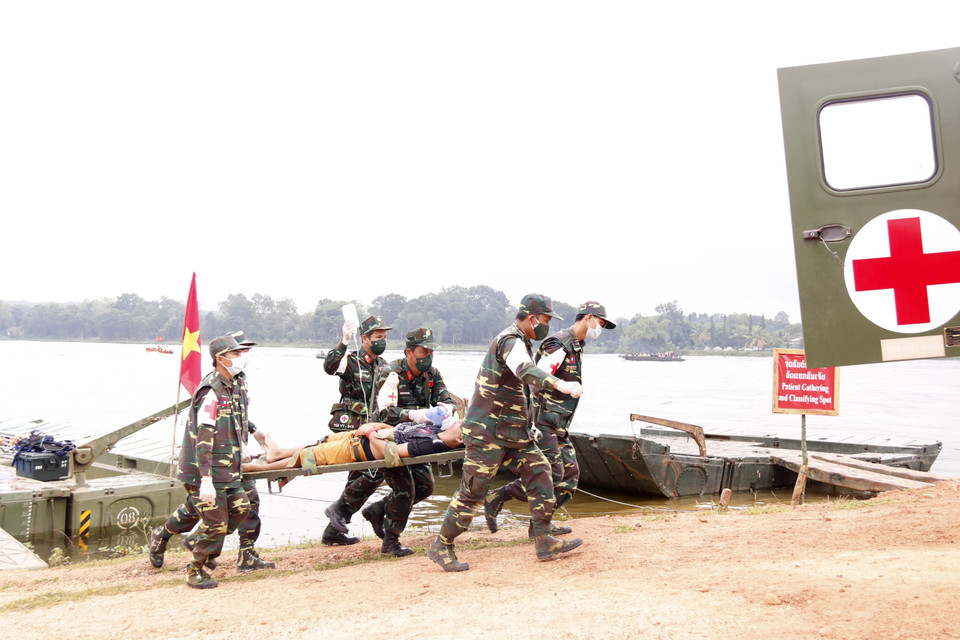 Đây là lần diễn tập đầu tiên được tổ chức theo thoả thuận của các Bộ trưởng tại Hội nghị Bộ trưởng Quốc phòng Campuchia-Lào-Việt Nam diễn ra năm 2019 tại Hà Nội. (Ảnh: Phạm Kiên/TTXVN)