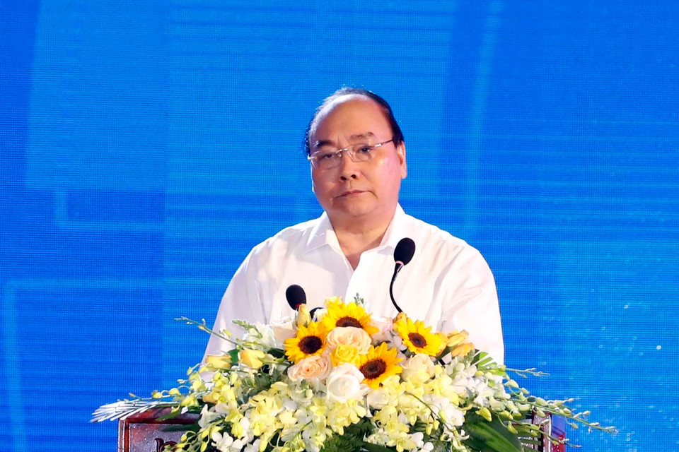 Thủ tướng Nguyễn Xuân Phúc phát biểu tại hội nghị. (Ảnh: Thống Nhất/TTXVN)