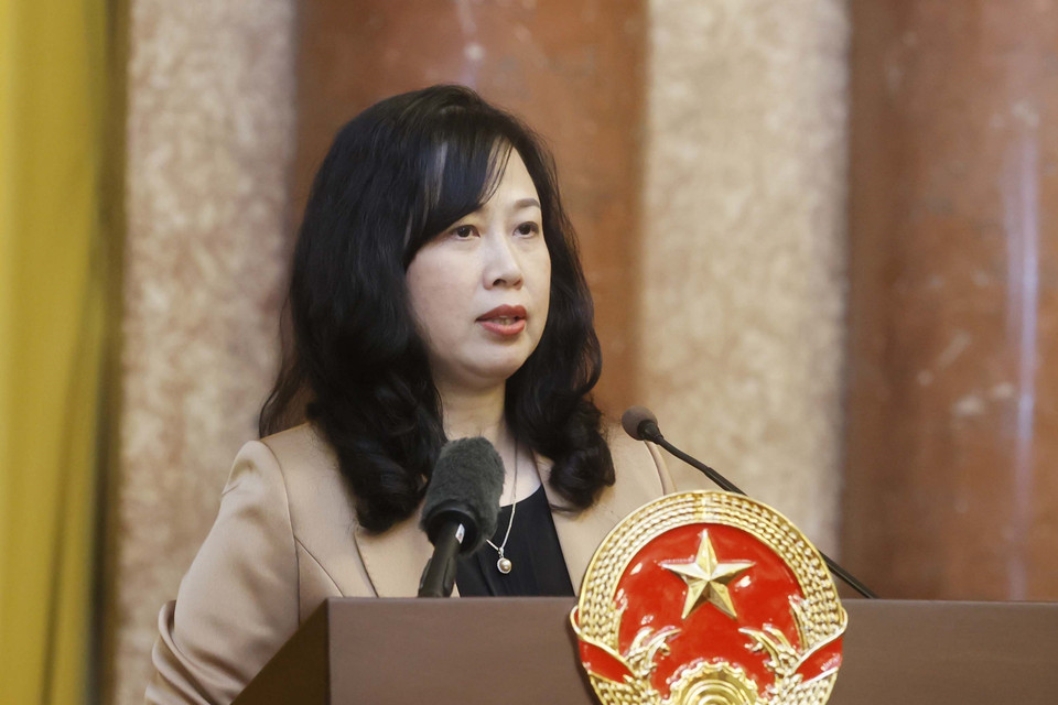 Bộ trưởng Bộ Y tế Đào Hồng Lan phát biểu. (Ảnh: Thống Nhất/TTXVN)