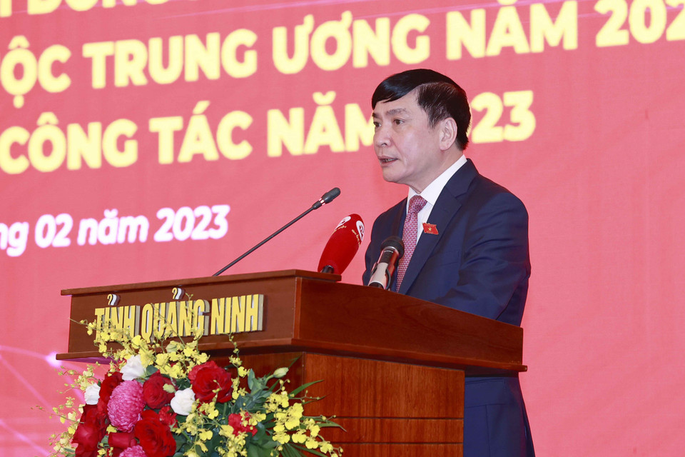 Tổng thư ký Quốc hội, Chủ nhiệm Văn phòng Quốc hội Bùi Văn Cường phát biểu. (Ảnh: Doãn Tấn/TTXVN)