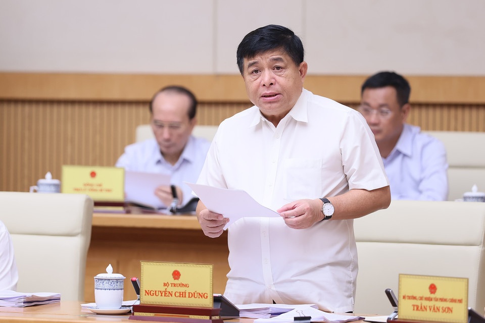 Bộ trưởng Bộ Kế hoạch và Đầu tư Nguyễn Chí Dũng phát biểu. (Ảnh: Dương Giang/TTXVN)