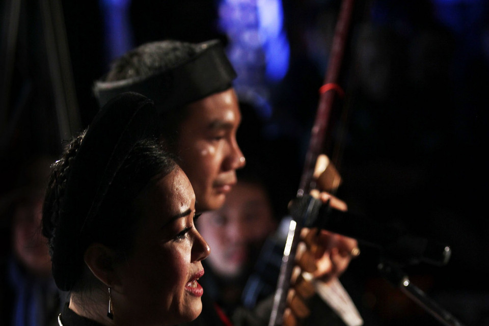  Tiết mục hát của đào nương Thu Hằng. (Ảnh: Lâm Khánh/TTXVN) 