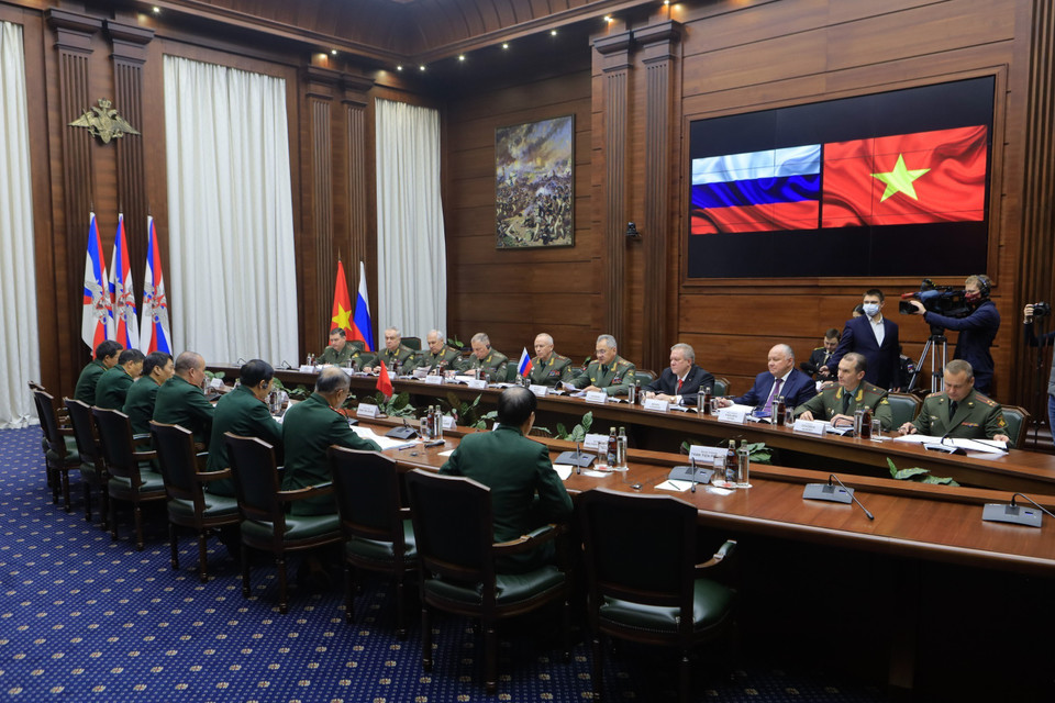 Quang cảnh cuộc hội đàm. (Ảnh: Trần Hiếu/TTXVN)