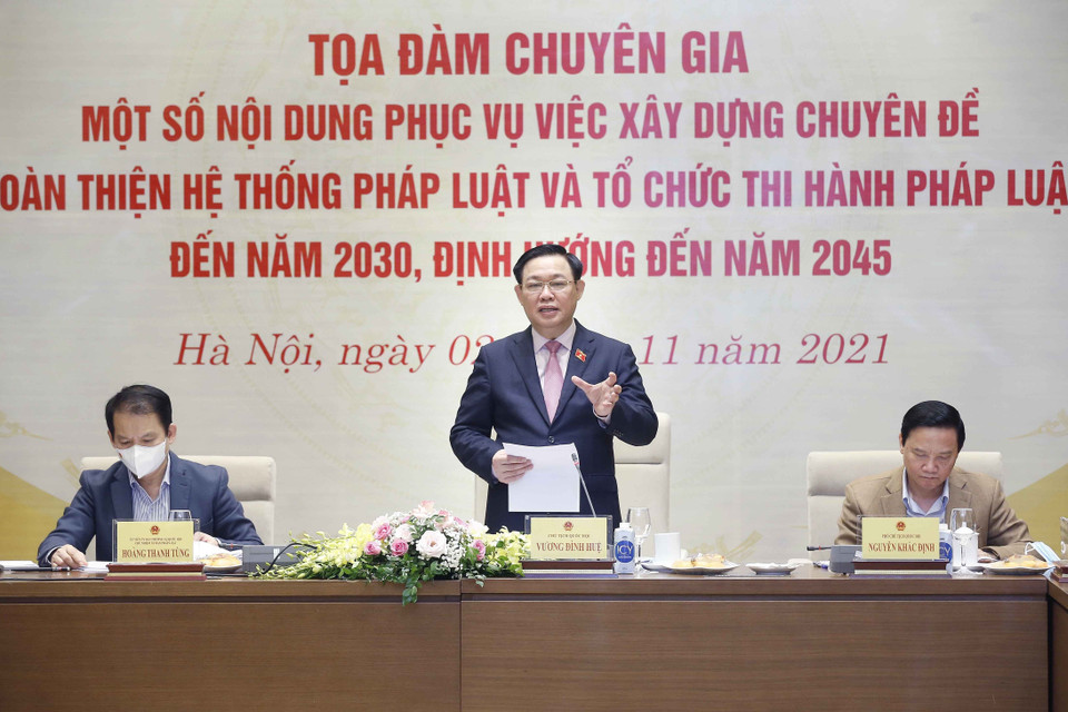  Chủ tịch Quốc hội Vương Đình Huệ phát biểu. (Ảnh: Doãn Tấn/TTXVN)