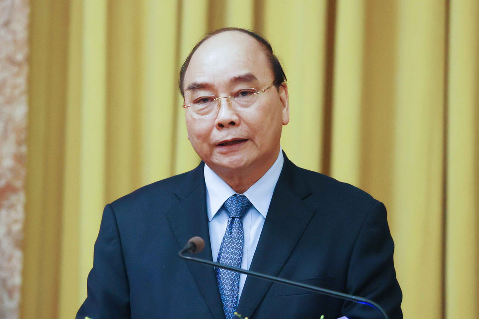 Chủ tịch nước Nguyễn Xuân Phúc phát biểu. (Ảnh: Thống Nhất/TTXVN)