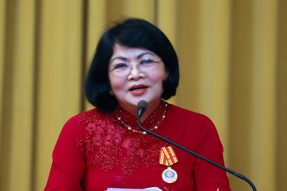 Bà Đặng Thị Ngọc Thịnh phát biểu. (Ảnh: Thống Nhất/TTXVN)