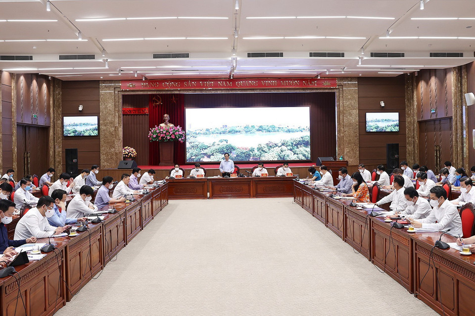 Quang cảnh buổi làm việc. (Ảnh: Dương Giang/TTXVN)