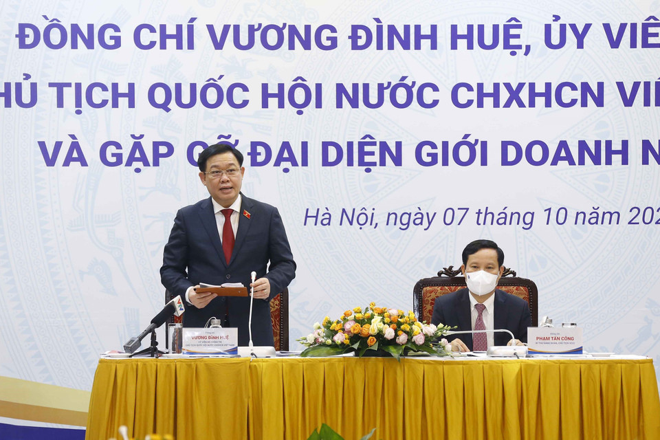 Cuộc gặp gỡ đại diện giới doanh nhân Việt Nam diễn ra tại VCCI. (Ảnh: Doãn Tấn/TTXVN)