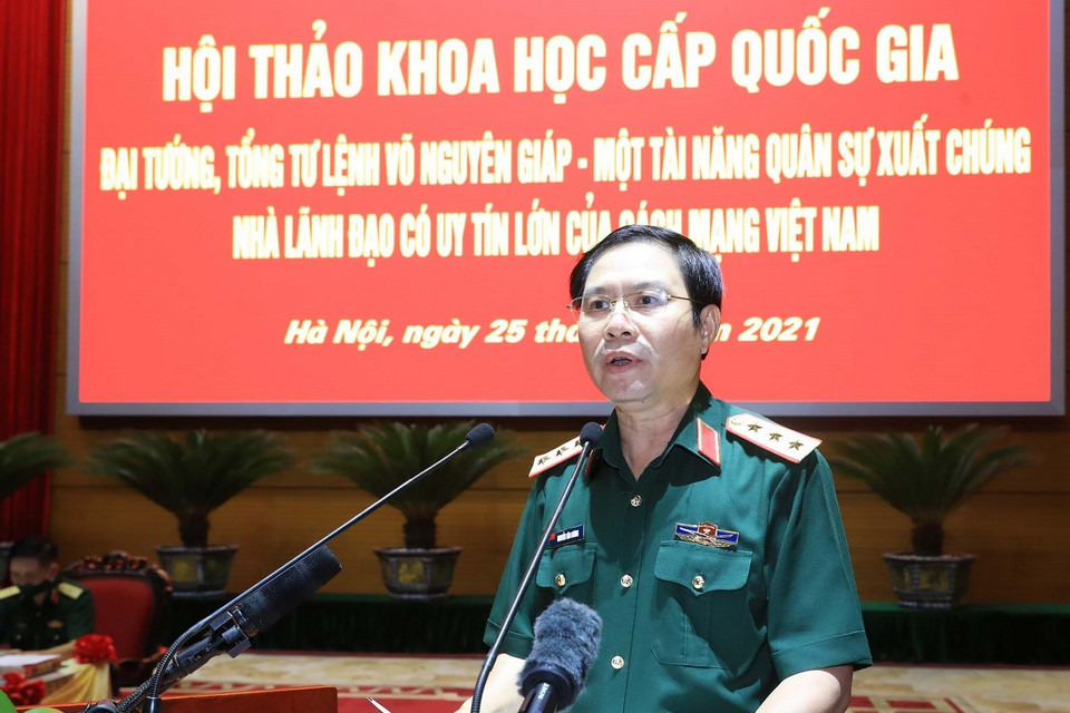 Thượng tướng Nguyễn Tân Cương, Tổng Tham mưu trưởng, Thứ trưởng Bộ Quốc phòng phát biểu. (Ảnh: Trọng Đức/TTXVN)