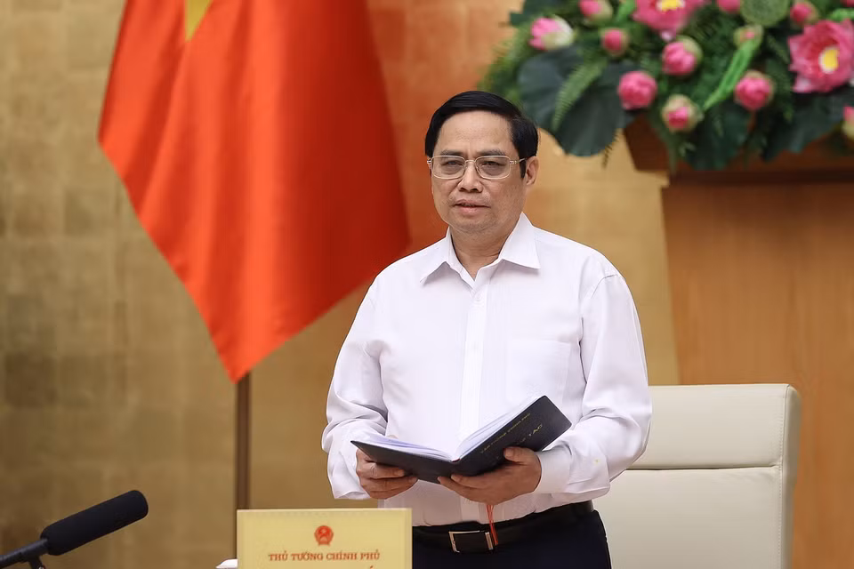  Thủ tướng Phạm Minh Chính chủ trì làm việc trực tuyến với lãnh đạo chủ chốt tỉnh Thừa Thiên-Huế. (Ảnh: Dương Giang/TTXVN)