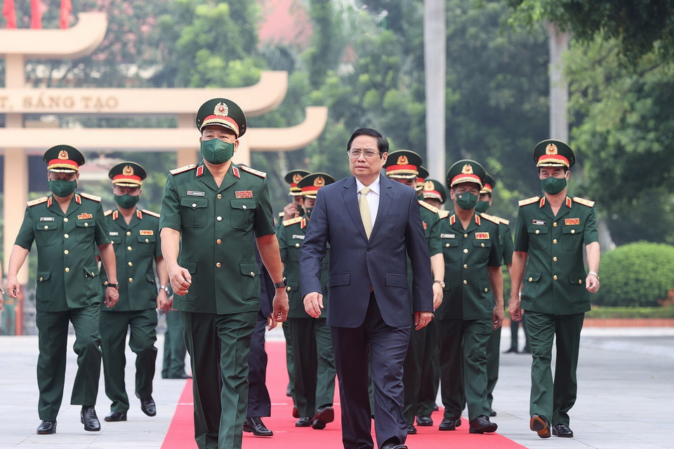  Thủ tướng Phạm Minh Chính đến dự Lễ khai giảng năm học 2021-2022 của Học viện Quốc phòng. (Ảnh: Dương Giang/TTXVN)