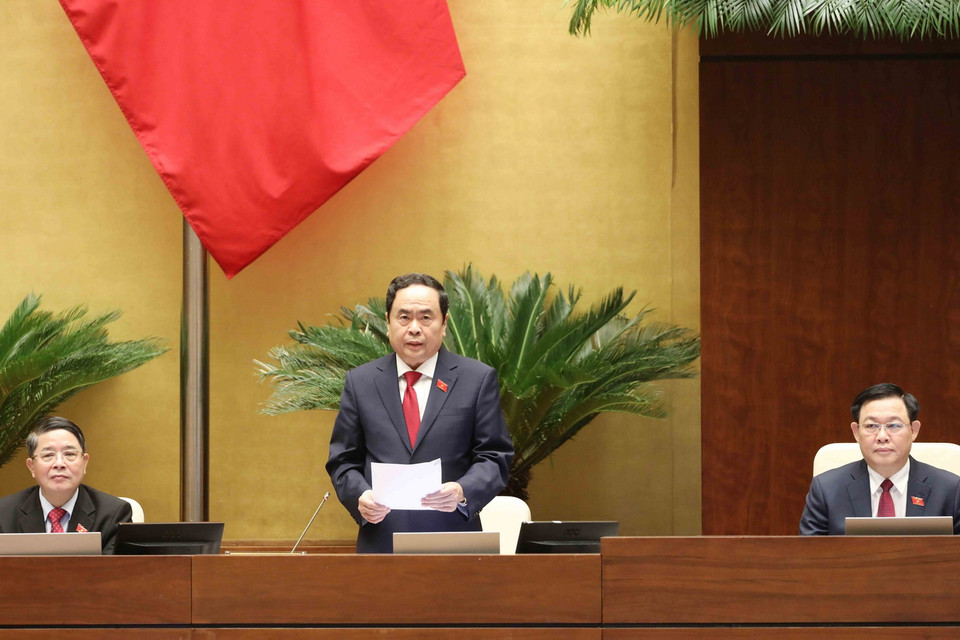 Phó Chủ tịch Quốc hội Trần Thanh Mẫn điều hành phiên bế mạc. (Ảnh: Phương Hoa/TTXVN)