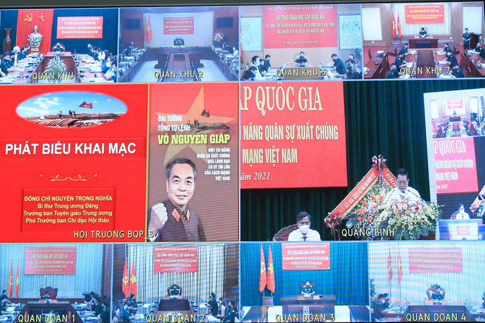 Các điểm cầu dự hội thảo trực tuyến. (Ảnh: Trọng Đức/TTXVN)