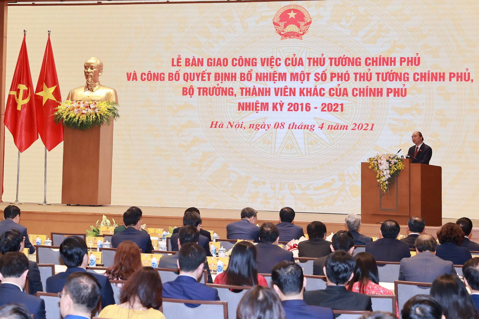 Ông Nguyễn Xuân Phúc, Ủy viên Bộ Chính trị, Chủ tịch nước, Thủ tướng Chính phủ nhiệm kỳ 2016-2021 phát biểu. (Ảnh: Thống Nhất/TTXVN)