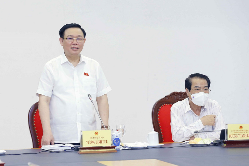 Chủ tịch Quốc hội Vương Đình Huệ phát biểu. (Ảnh: Doãn Tấn/TTXVN)