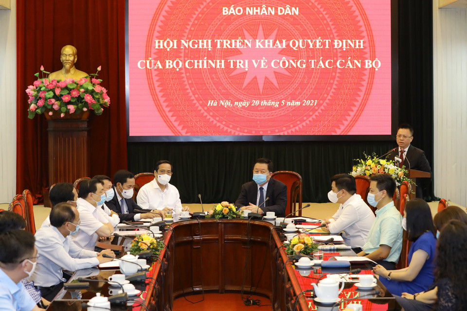 Tổng Biên tập Báo Nhân Dân Lê Quốc Minh phát biểu. (Ảnh: Nguyễn Điệp/TTXVN)