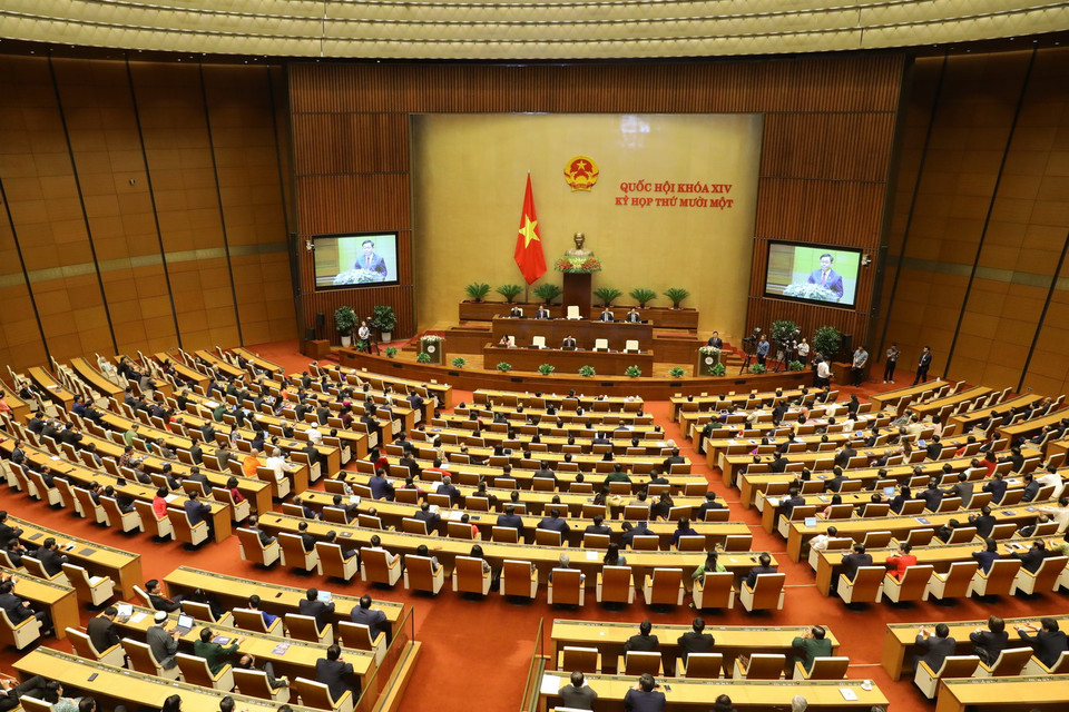 Toàn cảnh phiên bế mạc Kỳ họp thứ 11, Quốc hội khóa XIV. (Ảnh: Văn Điệp/TTXVN)