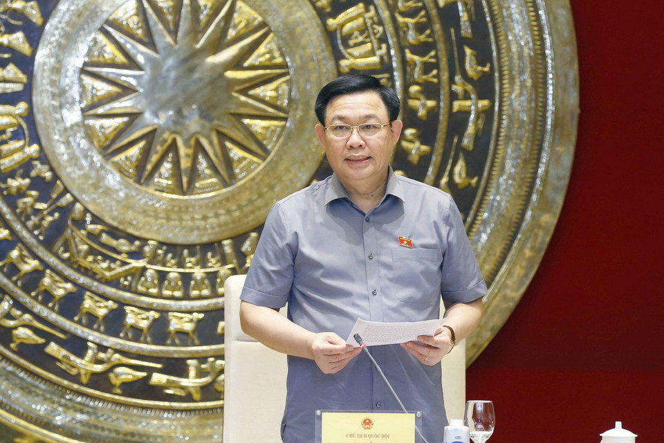 Chủ tịch Quốc hội Vương Đình Huệ phát biểu. (Ảnh: Doãn Tấn/TTXVN)