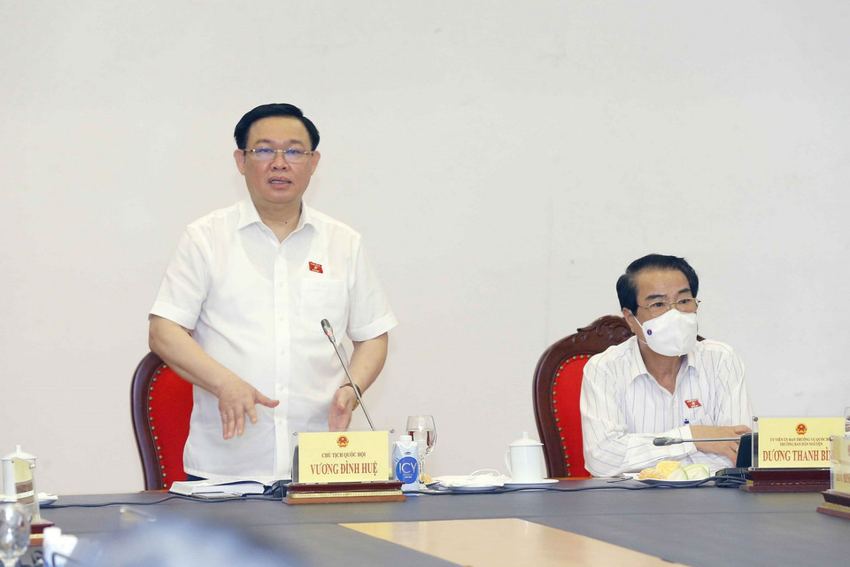 Chủ tịch Quốc hội Vương Đình Huệ phát biểu. (Ảnh: Doãn Tấn/TTXVN)