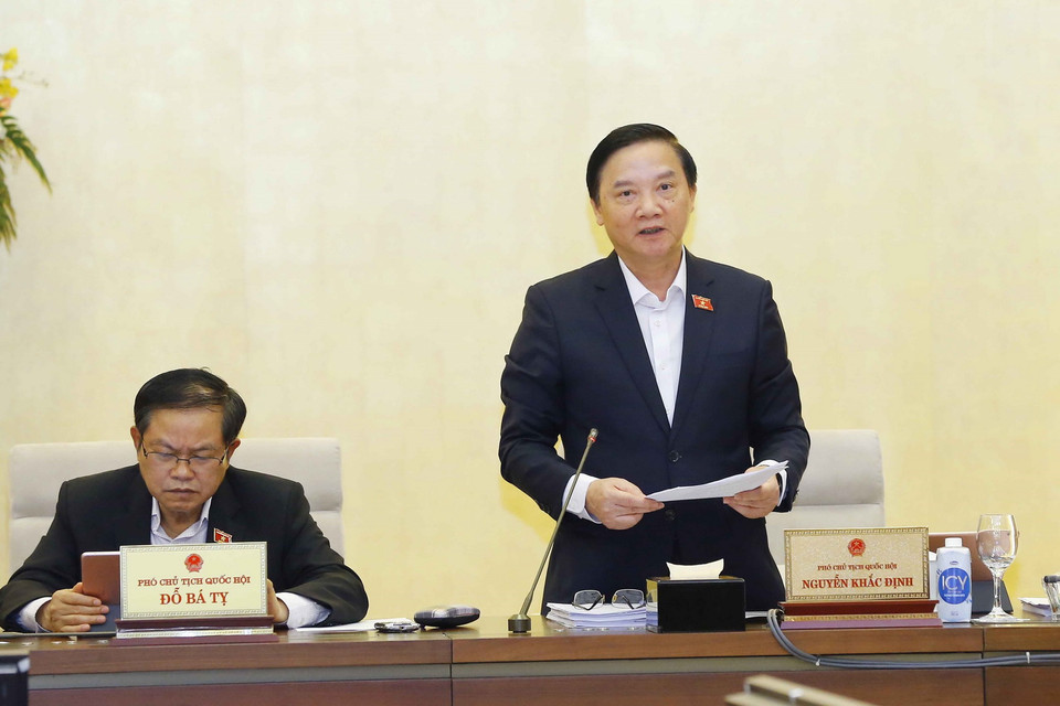 Phó Chủ tịch Quốc hội Nguyễn Khắc Định phát biểu. (Ảnh: Doãn Tấn/TTXVN)