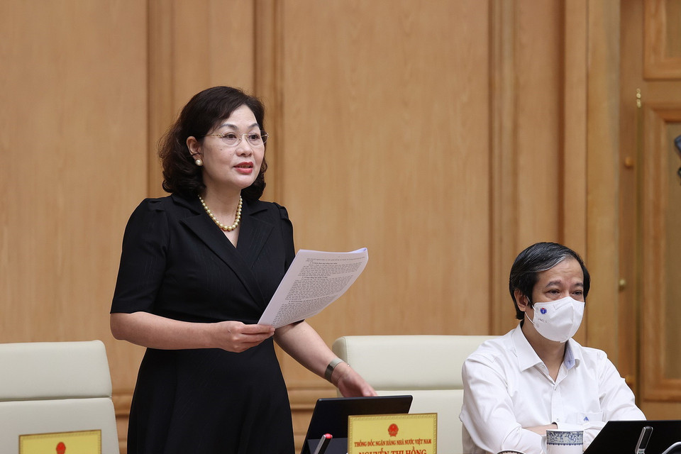  Thống đốc Ngân hàng Nhà nước Việt Nam Nguyễn Thị Hồng phát biểu. (Ảnh: Dương Giang/TTXVN)