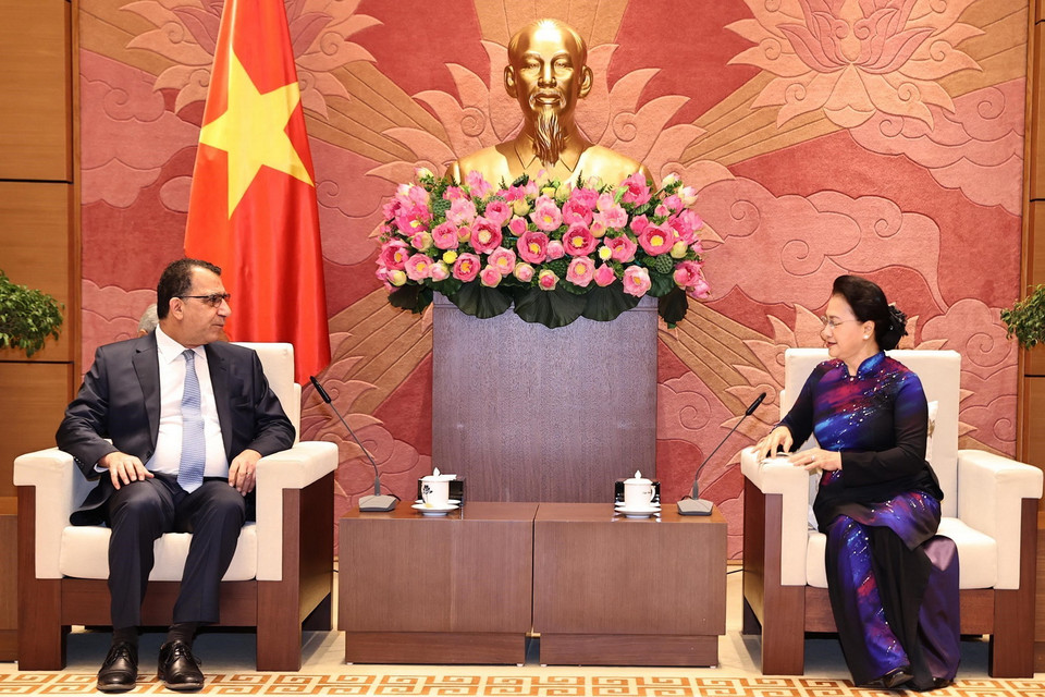 Chủ tịch Quốc hội Nguyễn Thị Kim Ngân tiếp Đại sứ Cộng hòa Chile tại Việt Nam Jaime Chomali Garib, ngày 11/12/2020. (Ảnh: Trọng Đức/TTXVN)