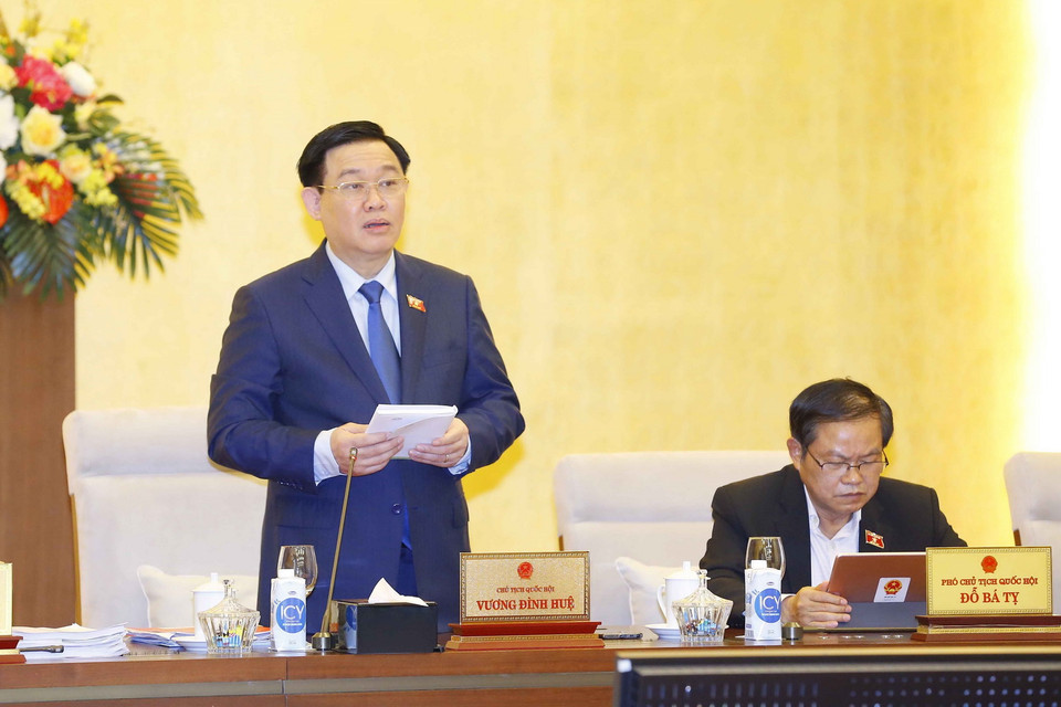 Chủ tịch Quốc hội Vương Đình Huệ phát biểu. (Ảnh: Doãn Tấn/TTXVN)