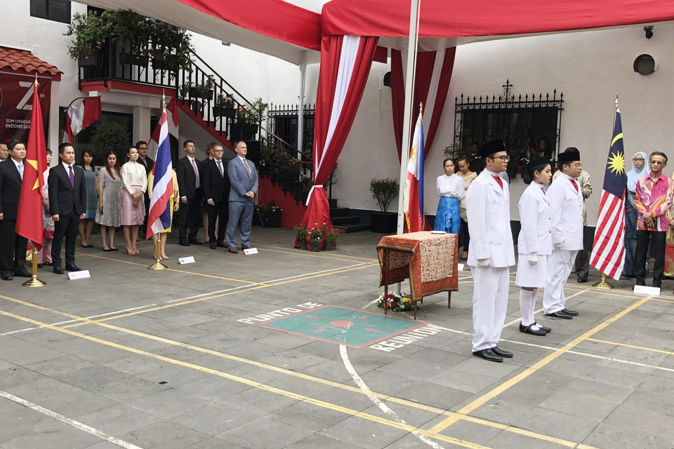 Toàn cảnh Lễ kỷ niệm 52 năm Ngày thành lập ASEAN tại Mexico.(Ảnh: Lưu Việt Hùng/TTXVN)