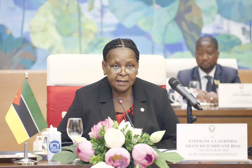 Chủ tịch Quốc hội Cộng hoà Mozambique Esperanca Laurinda Francisco Nhiuane Bias phát biểu. (Ảnh: Doãn Tấn/TTXVN)