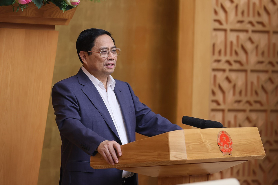 Thủ tướng Phạm Minh Chính phát biểu tại Phiên họp Chính phủ thường kỳ tháng Chín. (Ảnh: Dương Giang/TTXVN)