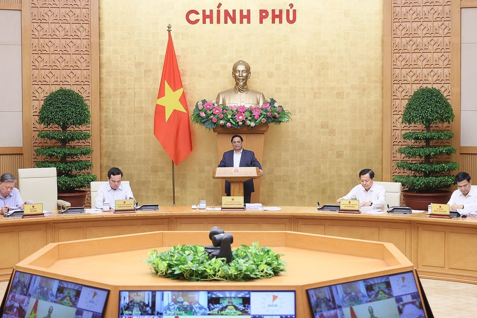 Thủ tướng Phạm Minh Chính chủ trì Phiên họp Chính phủ thường kỳ tháng Chín. (Ảnh: Dương Giang/TTXVN)